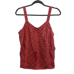 Parallel Skies Sleeveless Crochet Embroidered Top NWT